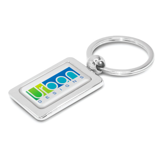 Rectangular Metal Keyrings Resin Dome